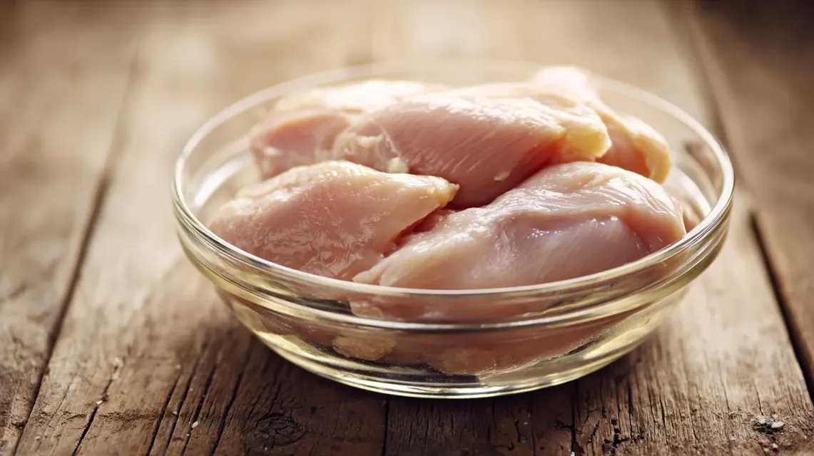 Chicken breasts soaking in brine for smoked chicken breast recipe