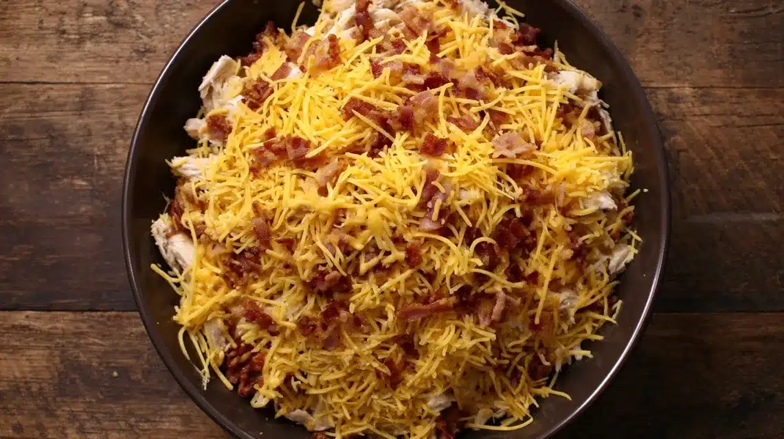 Chicken bacon ranch tater tot casserole filling