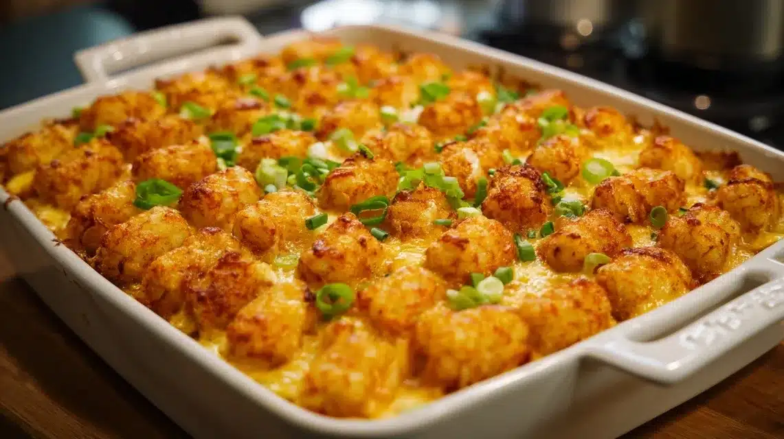 Chicken bacon ranch tater tot casserole hot and golden