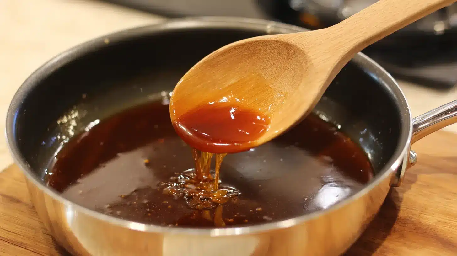 Grilled Teriyaki Chicken Thighs homemade sauce simmering