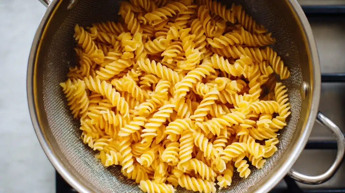 Garlic Parmesan Chicken Pasta in salted boiling water