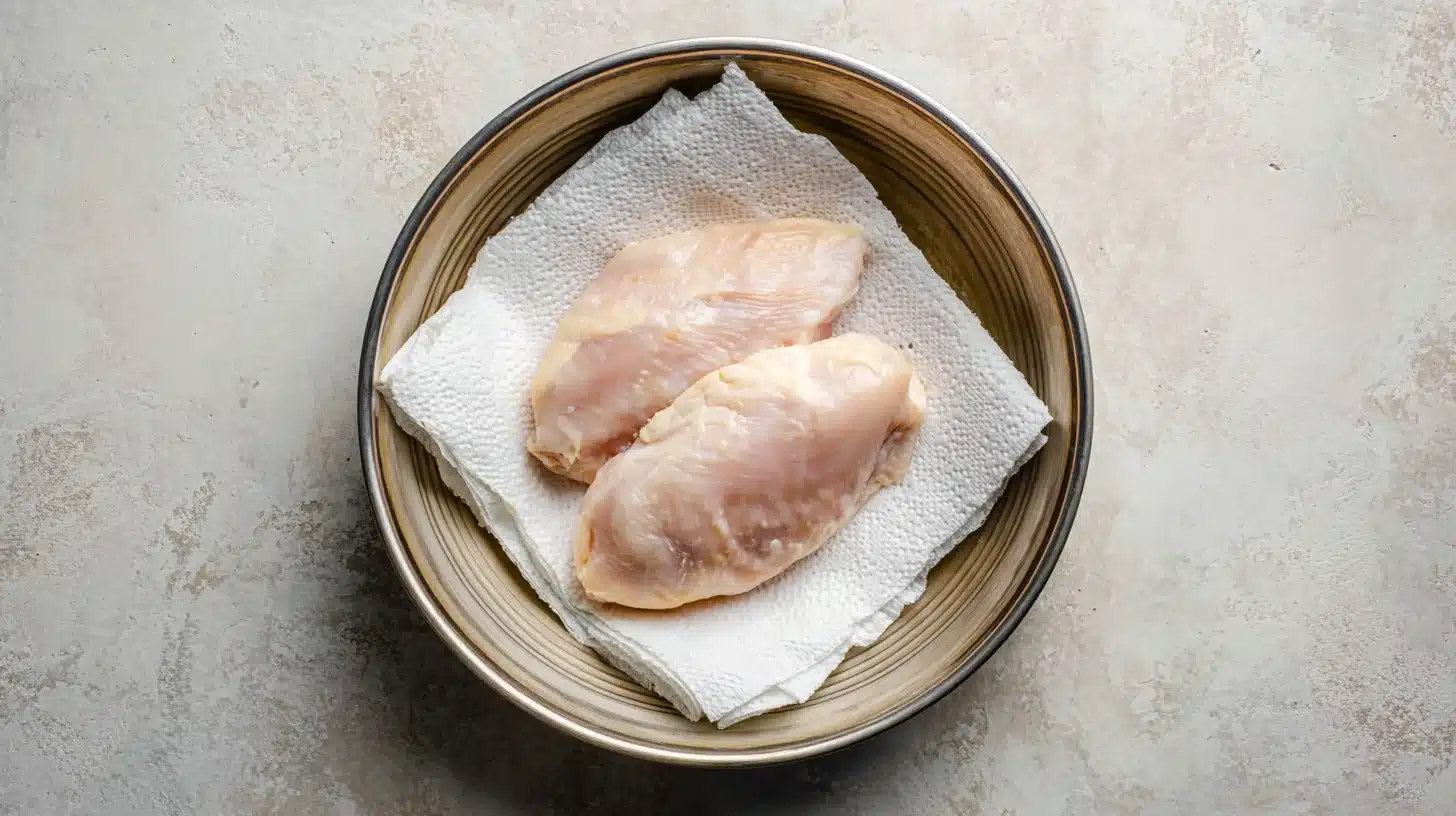 Drying chicken to prep for chicken crust pizza near me