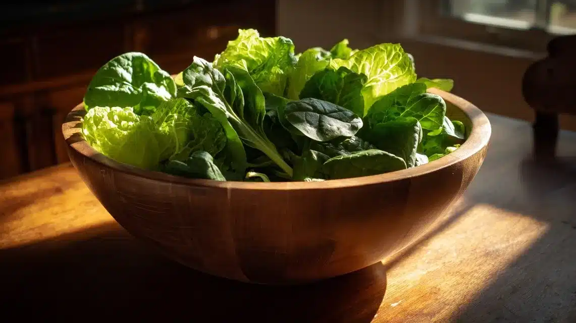 Chicken tender salad base with fresh spinach and romaine