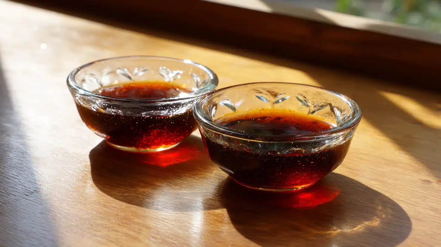 Teriyaki marinade and basting sauce split for grilled teriyaki chicken thighs