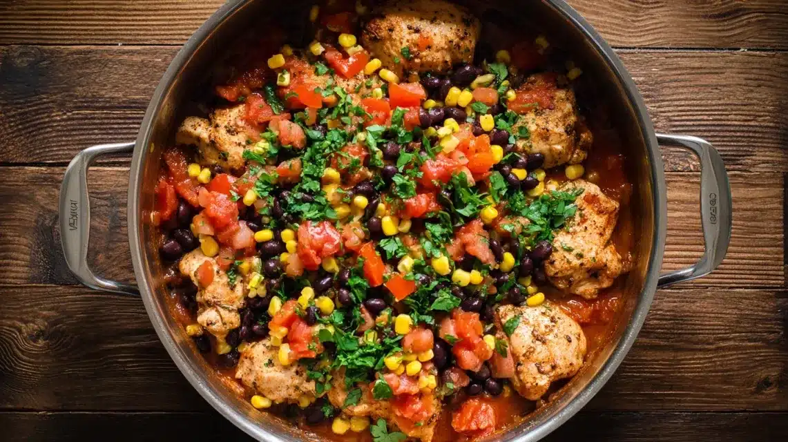 Cowboy chicken recipe with black beans and corn