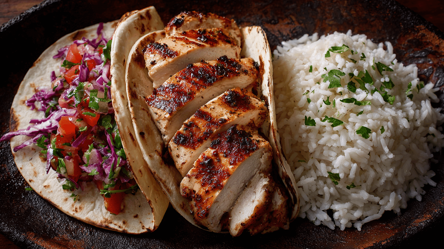 sliced mexican style chicken thighs on plate