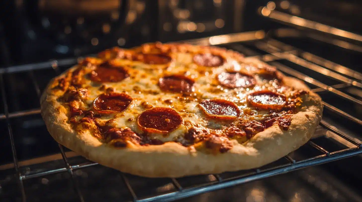 Cheese melting on canned chicken pizza crust