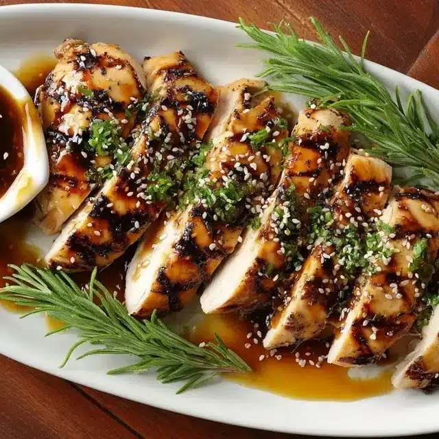 Grilled teriyaki chicken cooking on hot grill
