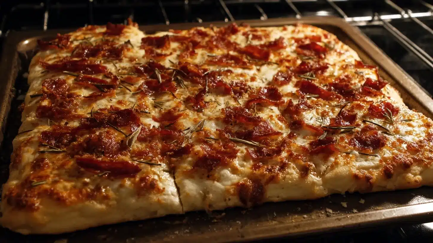 Pizza crust made with canned chicken, egg, and cheese on parchment
