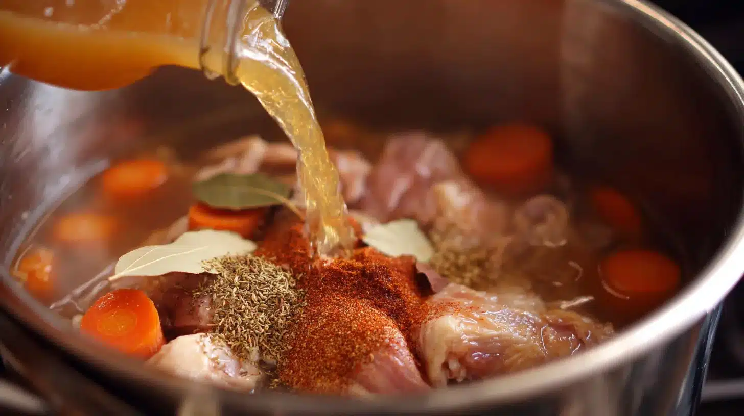 Crockpot Recipes: White Bean and Chicken Chili broth and seasonings