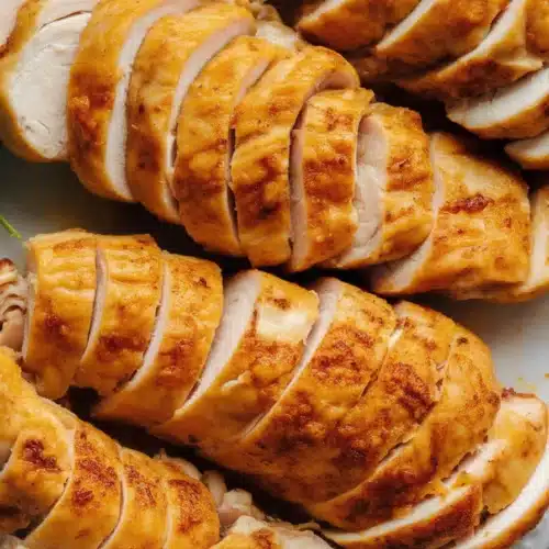 Juicy slow-cooked chicken breasts in a crock pot seasoned to perfection.