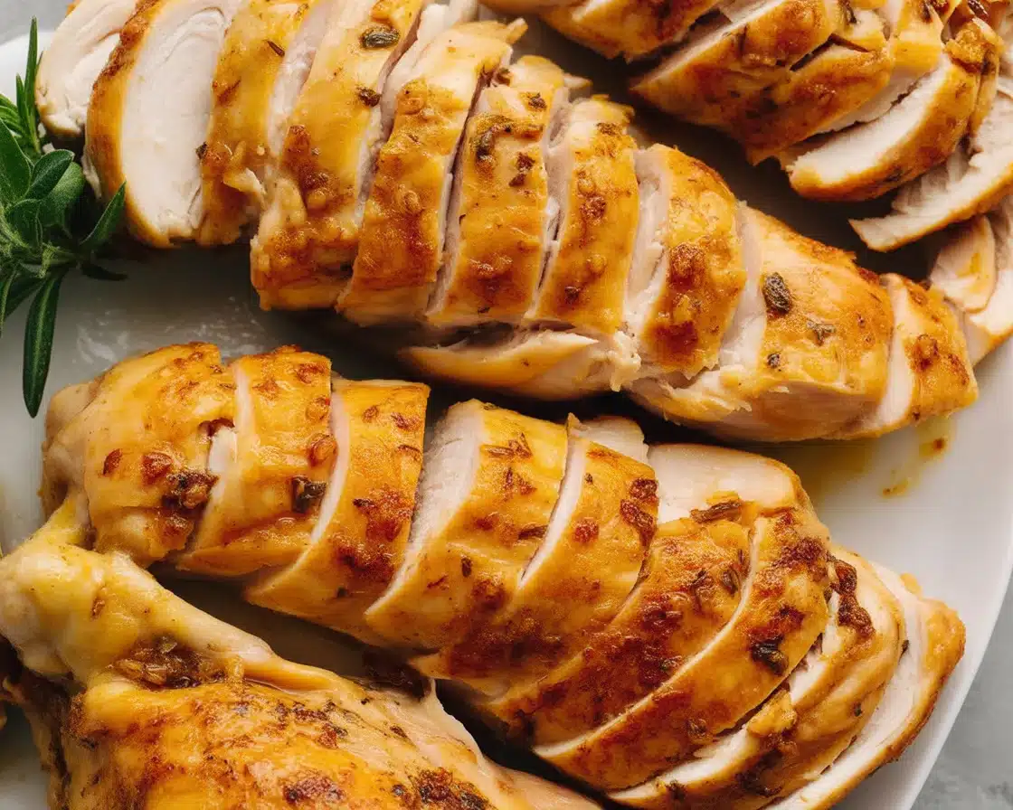 Juicy Chicken Breast in a Crockpot with herbs and spice seasoning