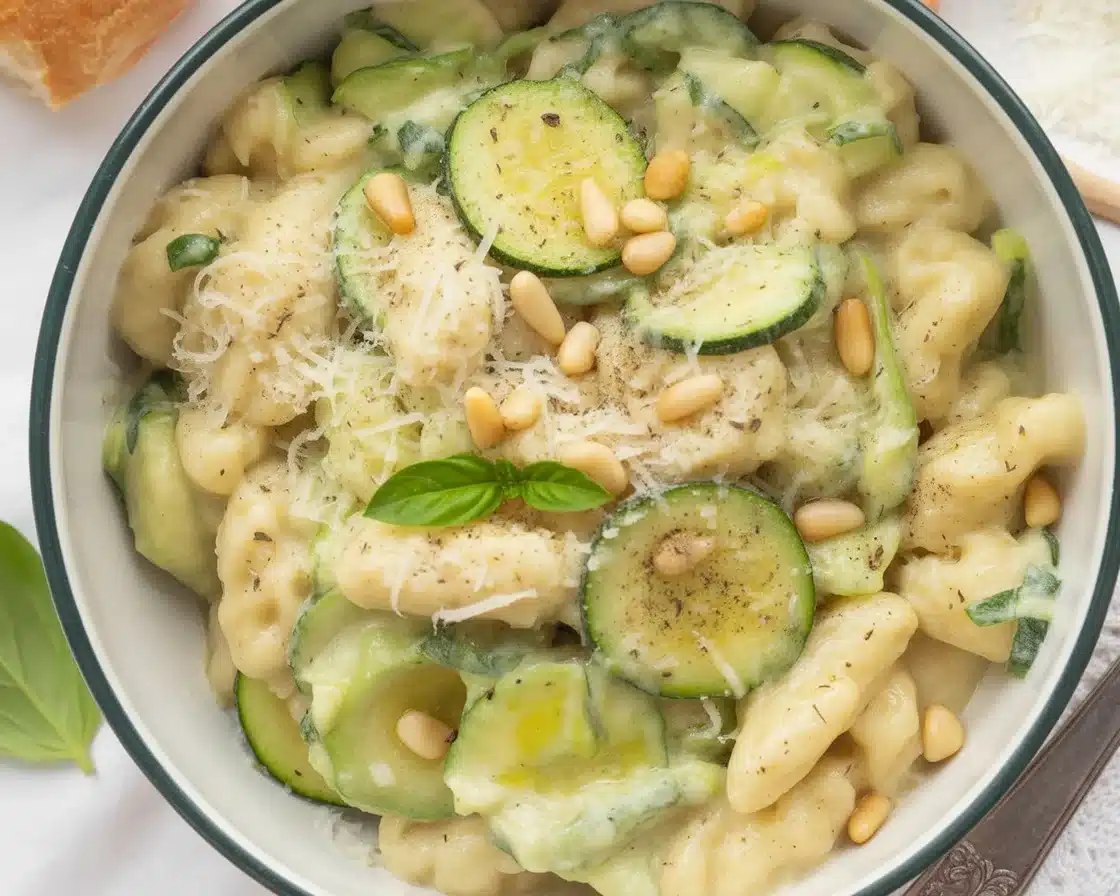 Delicious zucchini pasta with a creamy sauce, perfect for quick summer meals.