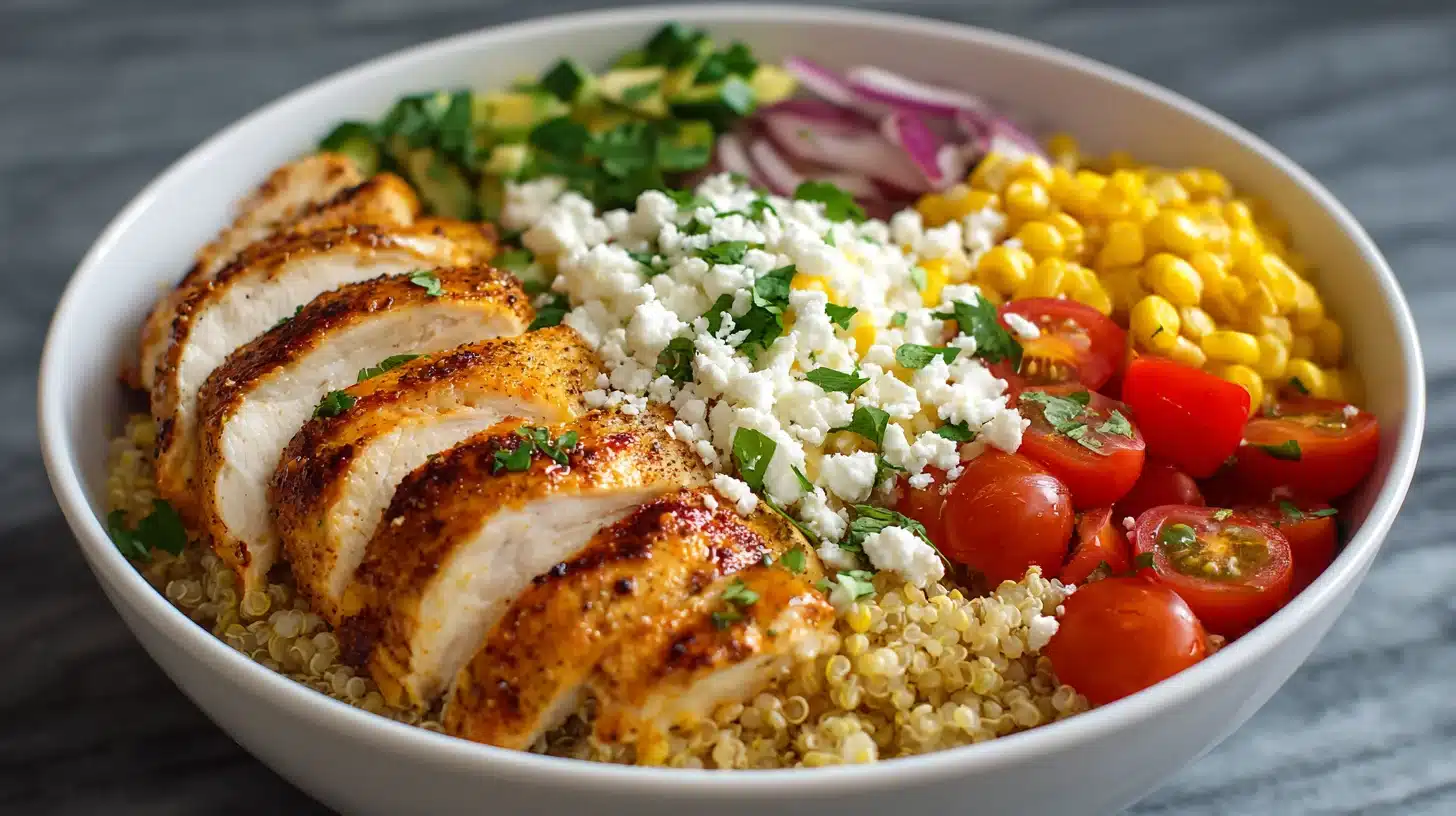 High Protein Chicken Corn Bowl layers