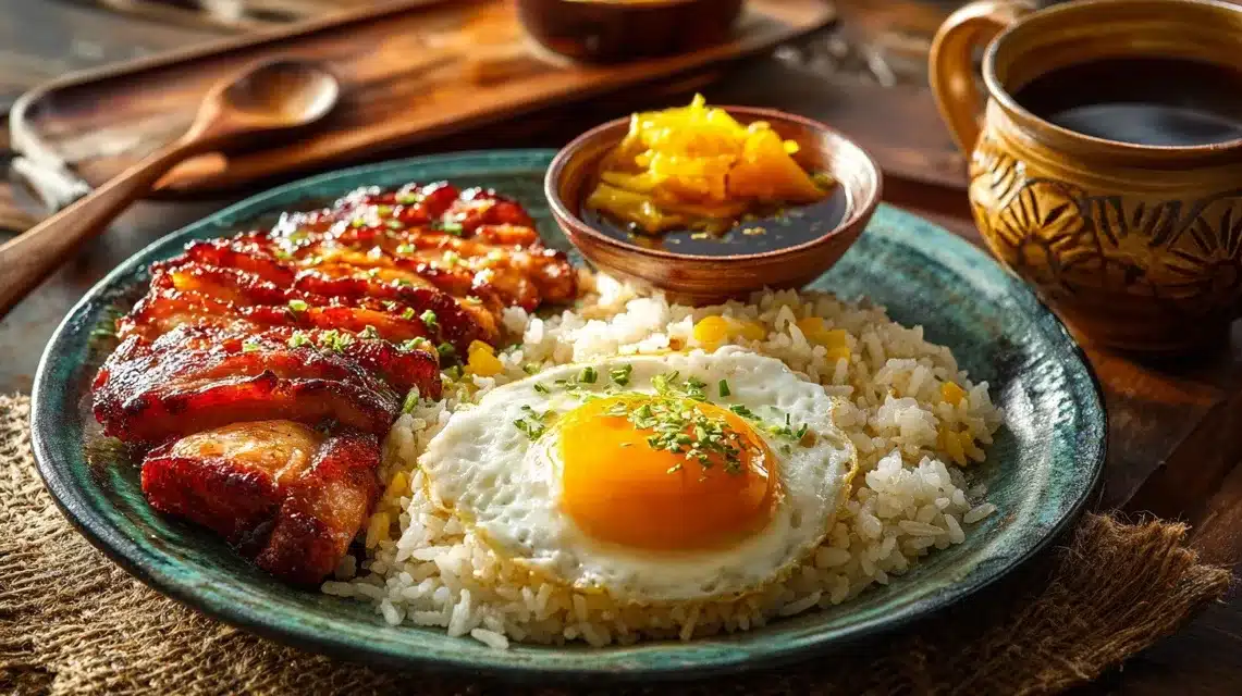 Chicken Tocino served on a rustic plate