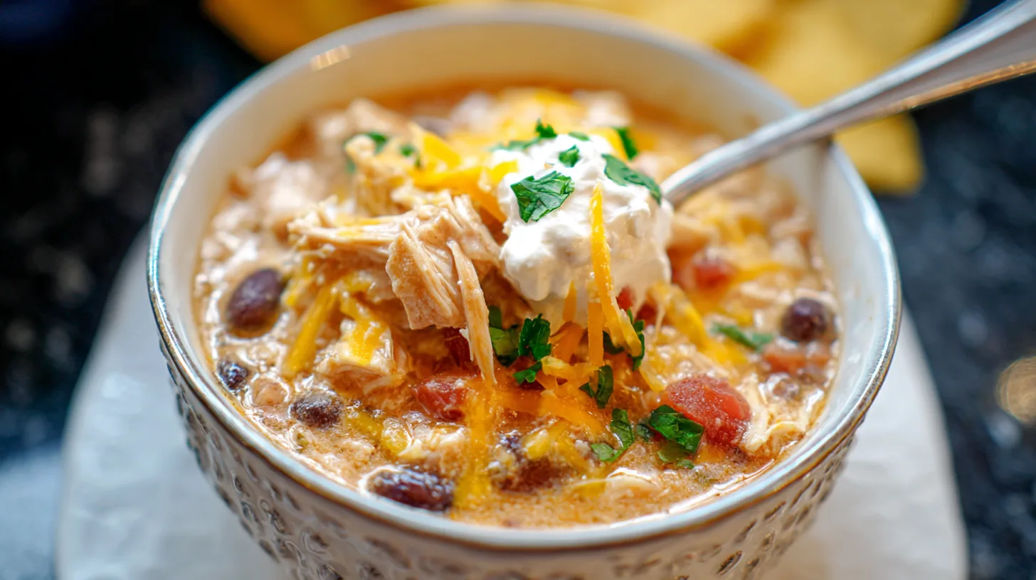 Crockpot Cream Cheese Chicken Chili