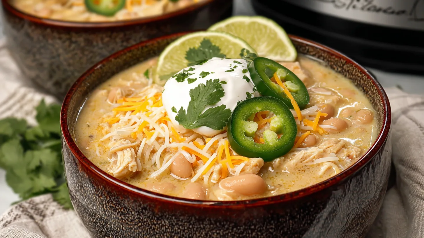 white chicken chili with cream cheese crockpot recipe