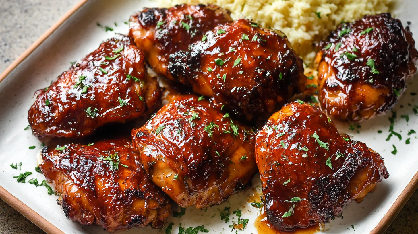 Caramelized BBQ Chicken Thighs in the Oven