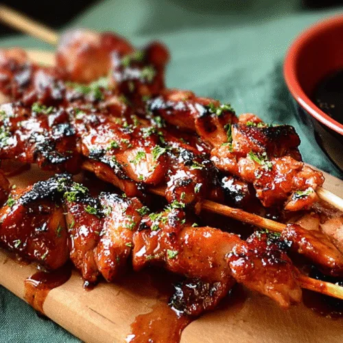sticky bourbon chicken skewers